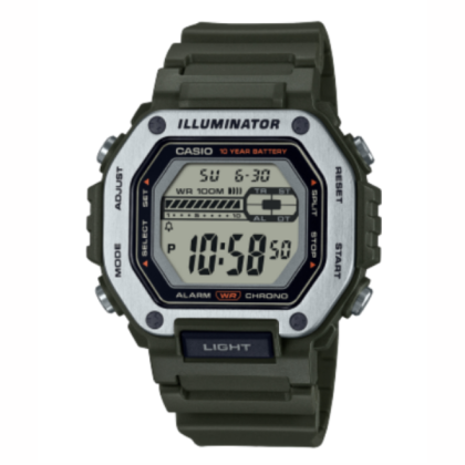 Casio General MWD-110H-3AV Metal Bezal with Green Strap Men Watch